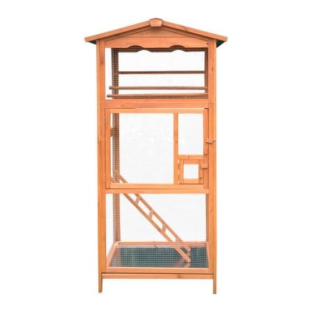 Almo Fulfillment Services Hanover Outdoor Wooden Bird Cage with 3 Resting Bars, Ladder, Waterproof Roof and Removable Tray HANBC0101-CDR